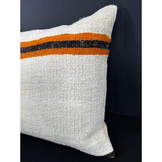 Contemporary Turkish Hemp Pillow Cushion Natural Beige Orange Cushion Cover 20"x20" For Sale - Image 3 of 4
