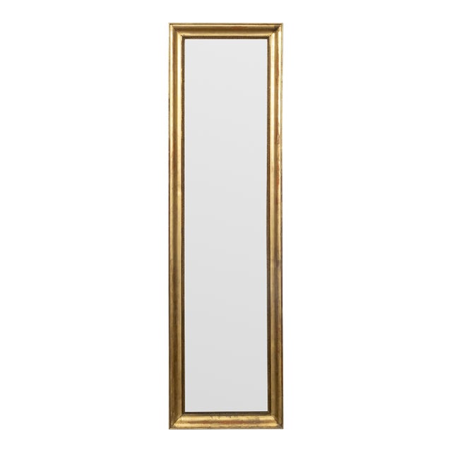 French Turn of the Century 1900s Narrow Giltwood Split Mirror with Molded Frame For Sale
