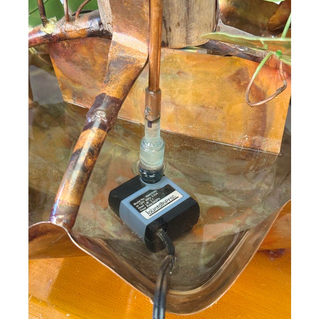 Outsider Folk Copper Art Garden Indoor Water Fountain W/ Live Edge Log For Sale - Image 11 of 12