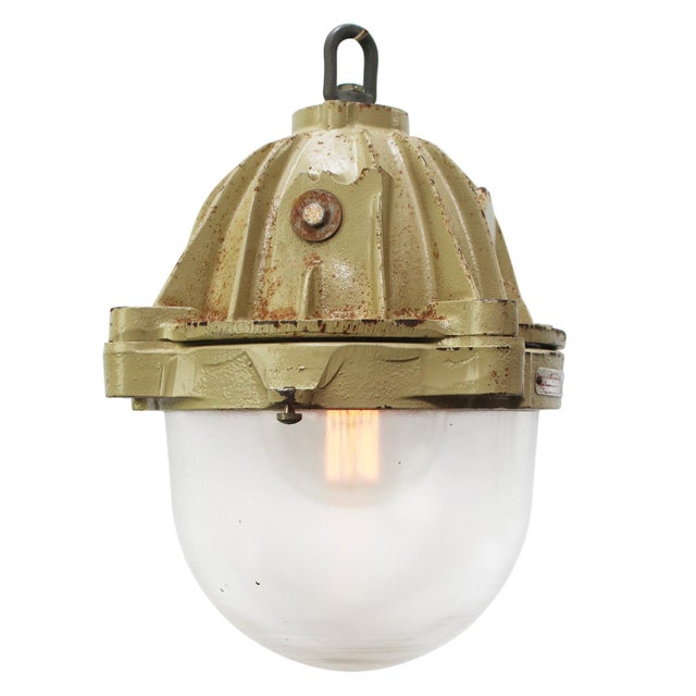 1970s Vintage Industrial French Cast Iron Pendant Lamp by Mapelec Amiens, 1977 For Sale - Image 5 of 6