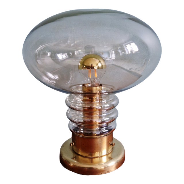Space Age Table Lamp in Brass and Clear Glass, 1960s-1970s For Sale