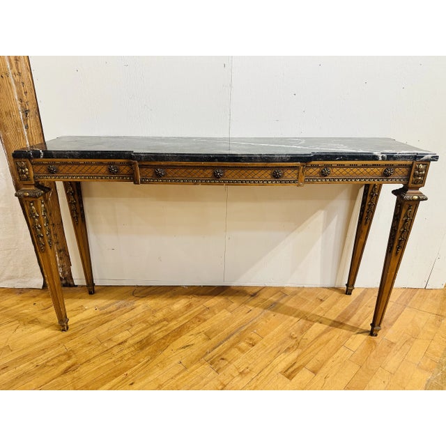 Maison Jansen Marble Top Console Table, Signed For Sale - Image 9 of 9