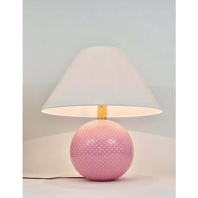 Rosé Pastel Polka Dot Sphere Table Lamp in Ceramic & Brass from Studio Paf Milano, 1970s For Sale - Image 10 of 18