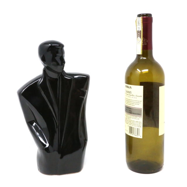 1980s 1980's Postmodern Black Ceramic Male Figure For Sale - Image 5 of 5