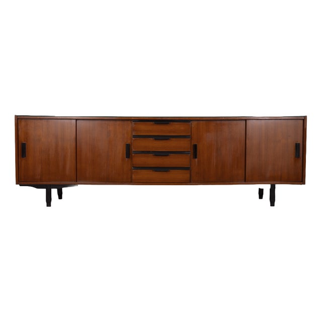 Vintage Italian Sideboard in Wood and Glass, 1960s For Sale