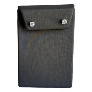 14kt White Gold Natural Diamond Studs - 0.77ctw, 4 Prong Basket Setting, New, A Pair For Sale