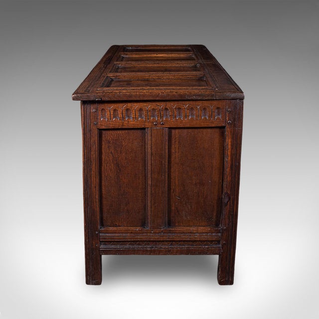 Long Antique Coffer, English, Oak, Blanket Chest, Period Storage, William III For Sale - Image 6 of 10