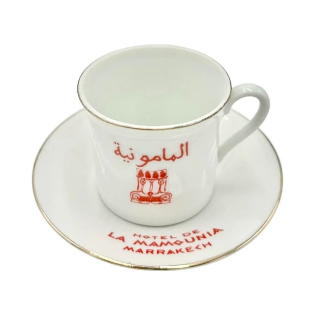 Vintage Hotel De La Mamounia Marrakech Demitasse Cup & Saucer For Sale - Image 10 of 12