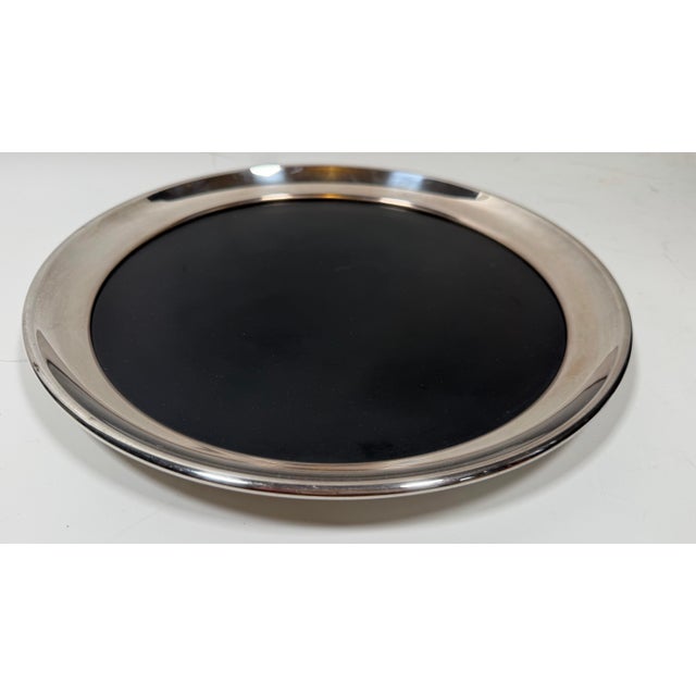 Gorham Vintage Mid-Century Modern Silver Plated Gorham Round Service Bar Tray For Sale - Image 4 of 12
