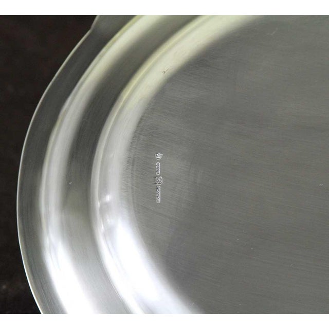 1970s New Silver Oval & Round Platters With Jubilee, Patented Applied Border- Set of 2 For Sale - Image 10 of 14