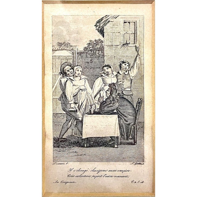 Figurative Vintage Framed French Tax Collector Engraving For Sale - Image 3 of 6
