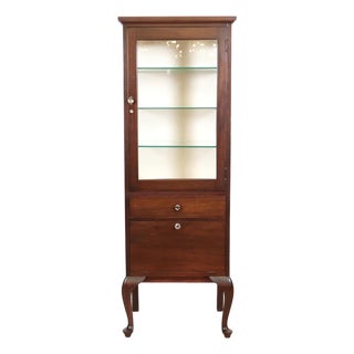 Vintage Mahogany Dark Stained Medical Display Cabinet-Unmarked For Sale
