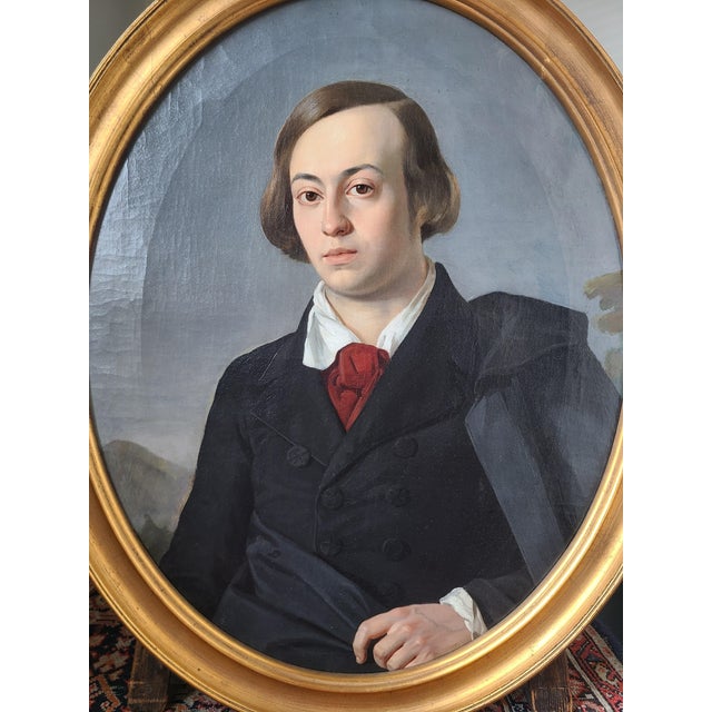 Striking mid-19th century portrait of a young man. Possibly a scholar, with an academic gown draped across his shoulder....