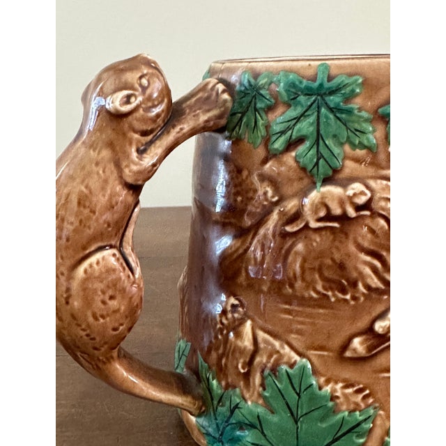 Vintage Shafford Ceramic Beaver Mug Hand Painted Relief Art Pottery Stein For Sale - Image 10 of 11
