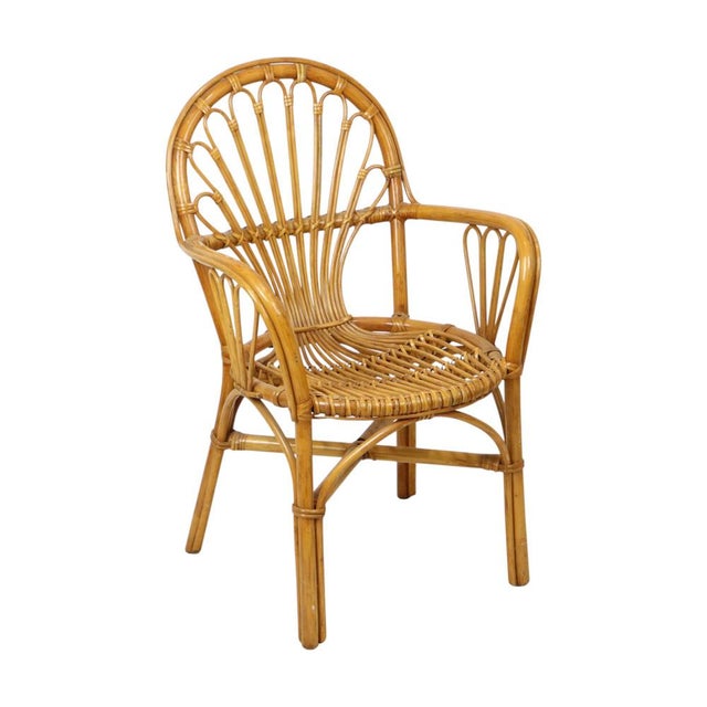 Wood Vintage Rattan Chair Armchair, 1970s For Sale - Image 7 of 11