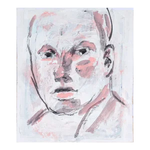 Gestural Portrait 20th Century Acrylic & Charcoal