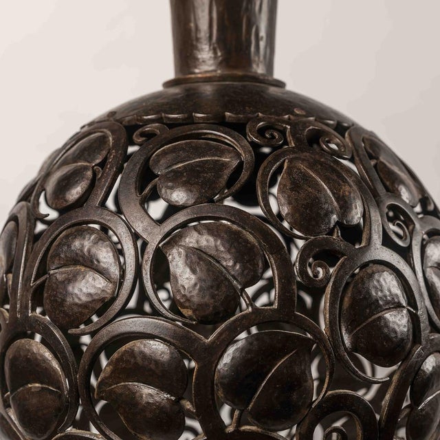 Large Art Deco Wrought Iron Table Lamp by Edgar-William Brandt, 1930s For Sale - Image 10 of 18