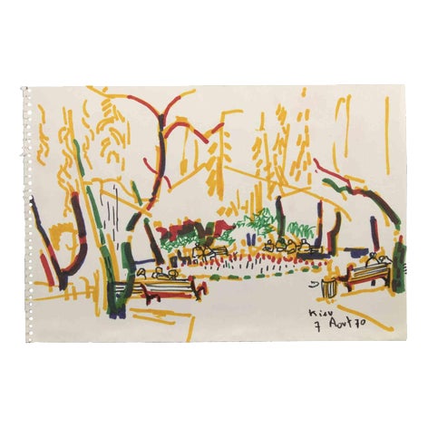 Reynold Arnould, Kiev, Watercolor and Marker Drawing, 1970 For Sale