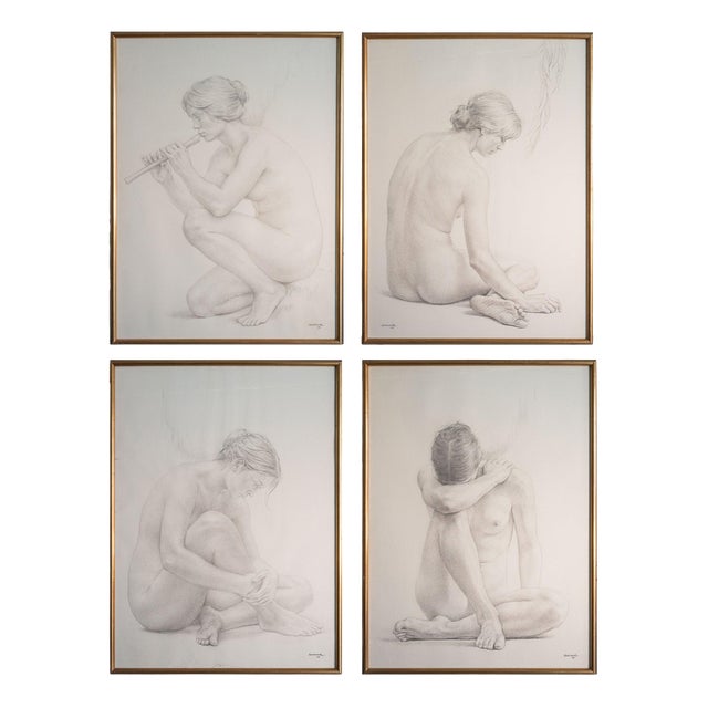Lluis Gallart y Garcia, Nude The Four Seasons, Graphite, Framed For Sale