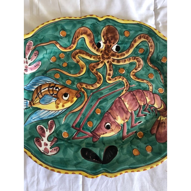 Ceramic Vintage Mid Century Pascal Ravello Italian Hand Painted Lobster Seafood Platter For Sale - Image 7 of 8