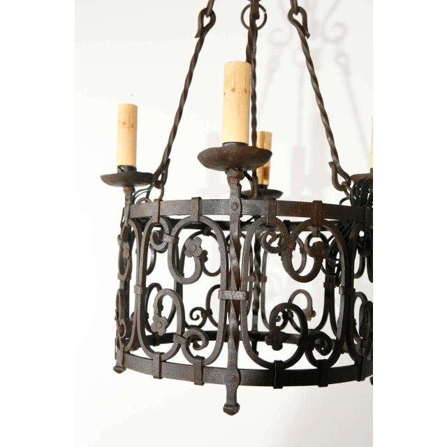 Metal Early 20th Century Iron French Chandelier For Sale - Image 7 of 10