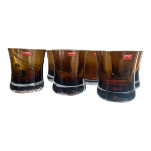1970s Denby Milnor Sweden Double Old Fashioned Glasses in Mirage Brown, Scandinavian- Set of 6