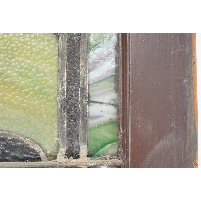 Yellow 1900s Rectangular Leaded Stained Glass Church Window For Sale - Image 8 of 12