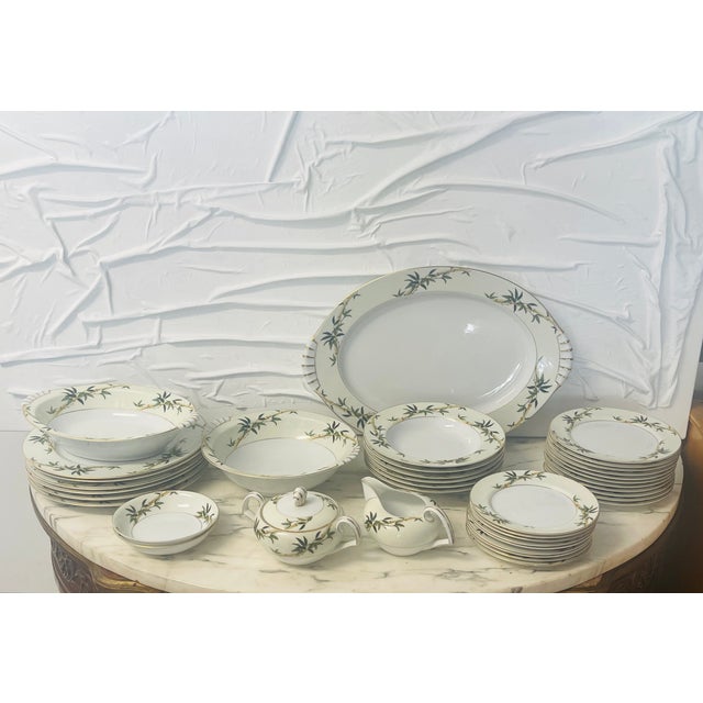 31!pcs Bali hai Kent Japanese porcelain dinnerware set Handpainted with bamboo design plates and platters. Some 10 pcs...