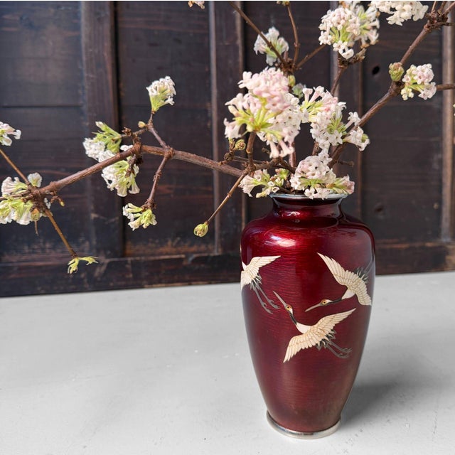 This Japanese vase is made in shippo-yaki (cloisonné): a technique in which vitreous enamel is applied to metal and fired...