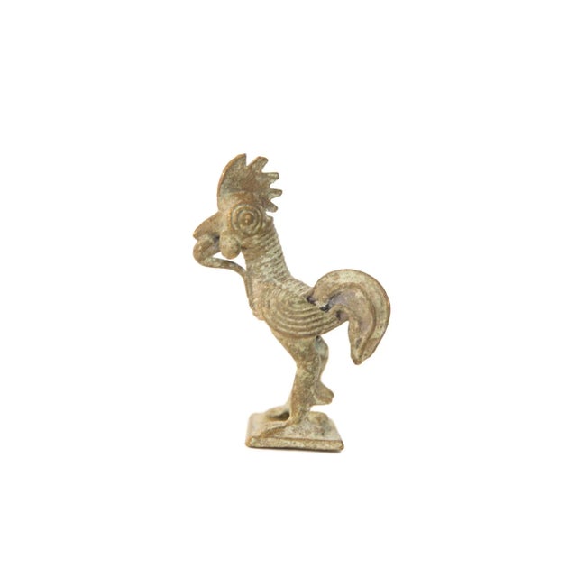 Vintage African Oxidized Bronze Rooster With Snake For Sale In New York - Image 6 of 6