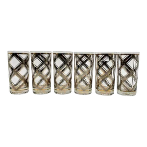 1960s Mid-Century Georges Briard Gold and Silver Collins Glasses- Set of 6