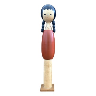 Vintage Kokeshi with Braids by Shige, 1970s For Sale