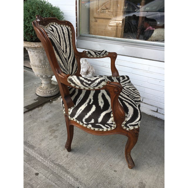 French French Zebra Accent Arm Chair For Sale - Image 3 of 12