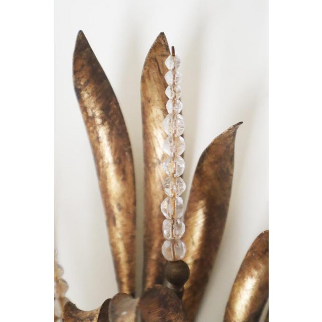 Wall Lamp with Ears of Wheat Crystal Gold and Silver Leaf from Maison Bagues, 1960s For Sale - Image 6 of 12
