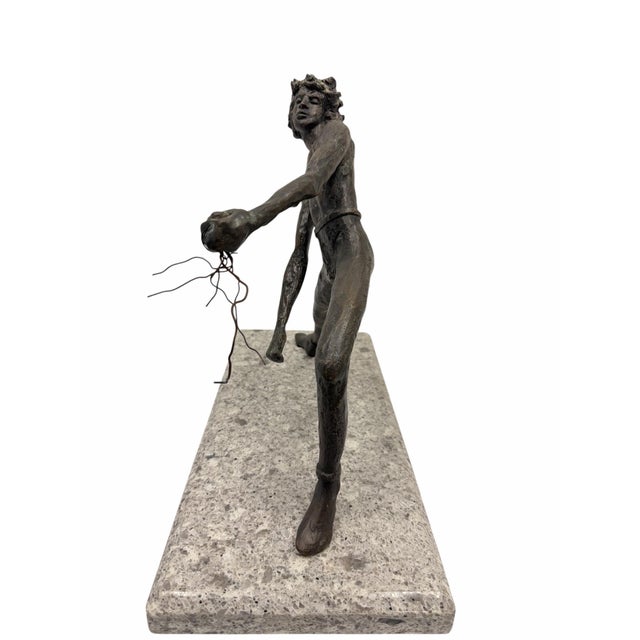 Mid-Century Modern 1970s Victor Salmones Bronze "Lunging Athlete" Sculpture on Granite Base For Sale - Image 3 of 6