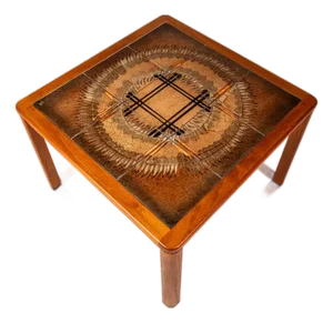Danish Modern End Table - Accent Table in Teak W/ Ceramic Tile Mosaic Inlay by Johannes Andersen, Denmark, C. 1970's