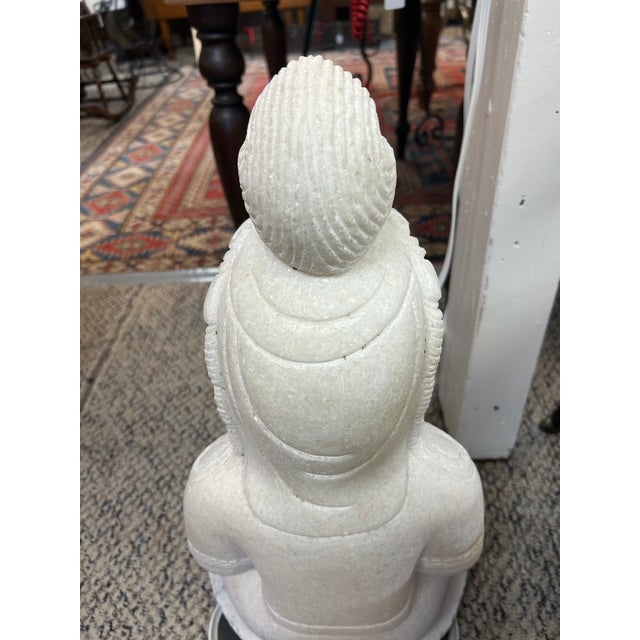 Carved Chinese Marble Statue of Guanyin the Bodhisattva of Compassion For Sale In Philadelphia - Image 6 of 11