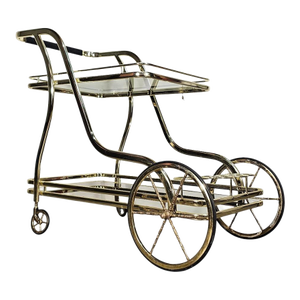 1970s Hollywood Regency Italian Brass Trolley by Morex