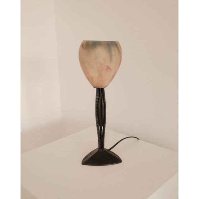 Black Vintage Art Deco Table Lamp in Bronze and Glass, 1925 For Sale - Image 8 of 8