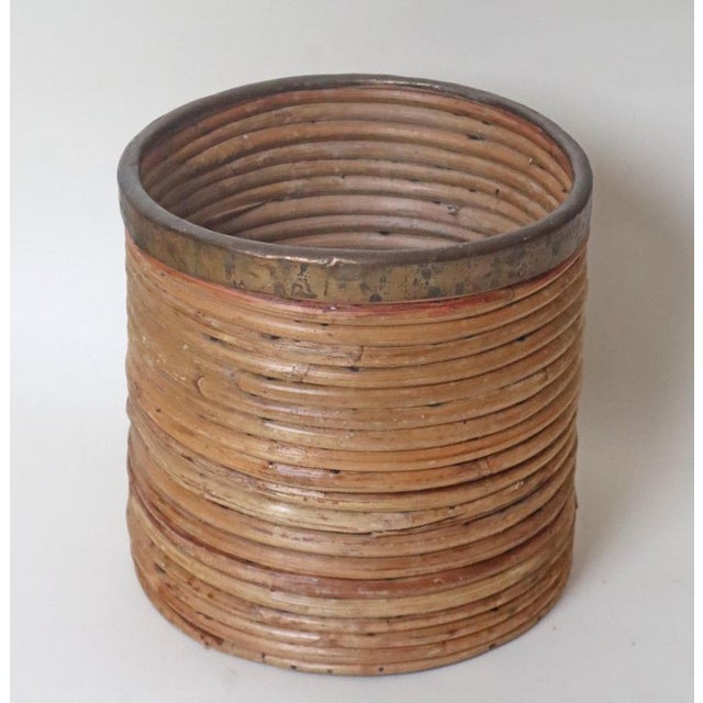 Handcrafted Basket in Willow and Brass, Italy, 1970s For Sale - Image 6 of 9