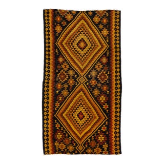 Mid-20th Century Turkish Kilim Yellow Handmade Tribal Wool Rug For Sale