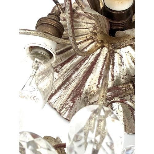 Filigree Flush Mount with Crystal Flowers from Maison Baguès, France, 1920s For Sale - Image 17 of 18
