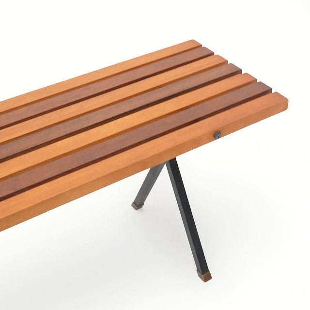 Metal and Wood Bench, 1950s For Sale - Image 9 of 14