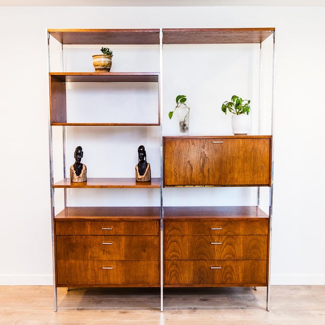 Expertly refinished mid century modern freestanding wall unit or room divider, designed by Jack Cartwright and produced by...