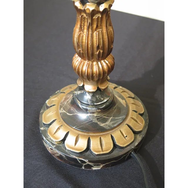 Traditional 1990s Wildwood Lamps Faux Marble Paint Decorated Table Lamp With Shade For Sale - Image 3 of 5