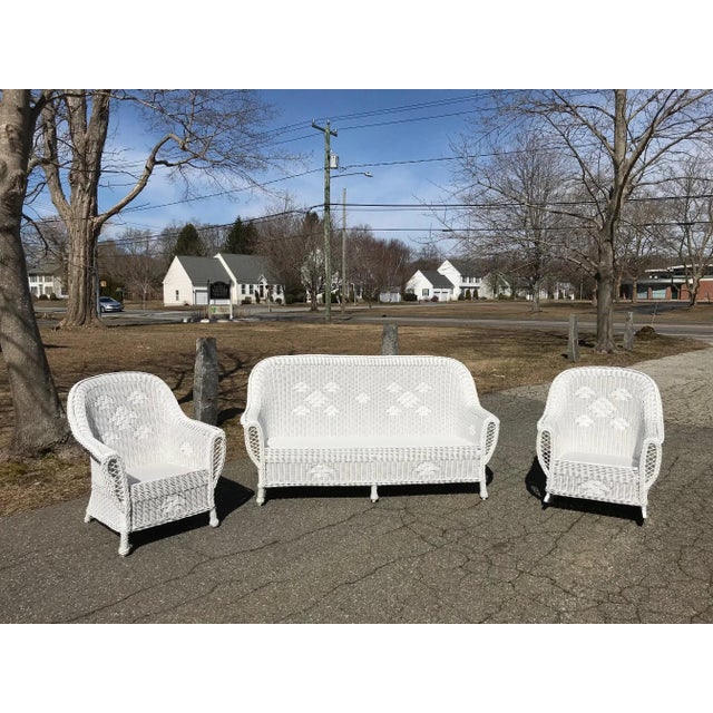American Antique Heywood Wakefield Wicker Porch Set - 3 Pieces For Sale - Image 3 of 11
