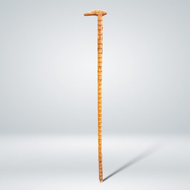 Japanese Japanese Carved Bamboo Walking Stick Cane, Signed, 20th Century For Sale - Image 3 of 7