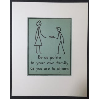 1940s Double-Sided "Good Manners" Stick Figure Poster For Sale