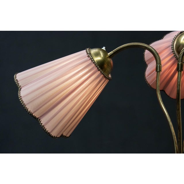 Wood Swedish Floor Lamp in Marble & Brass from Bröderna Malmströms, 1940s For Sale - Image 7 of 11