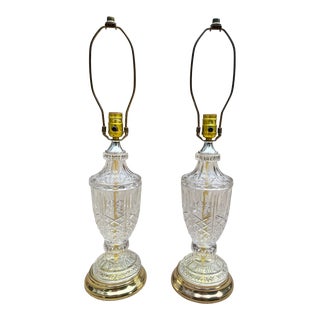Vintage Crystal Buffet Lamps- a Pair For Sale